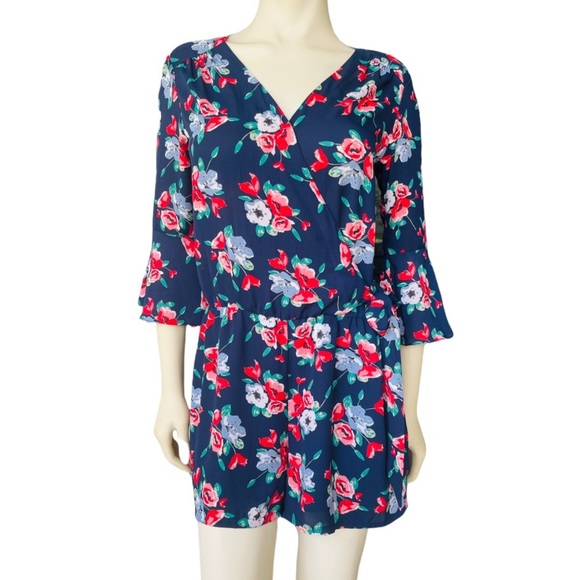 Carolina Belle Montreal Floral Wrap Front Romper - Picture 2 of 7